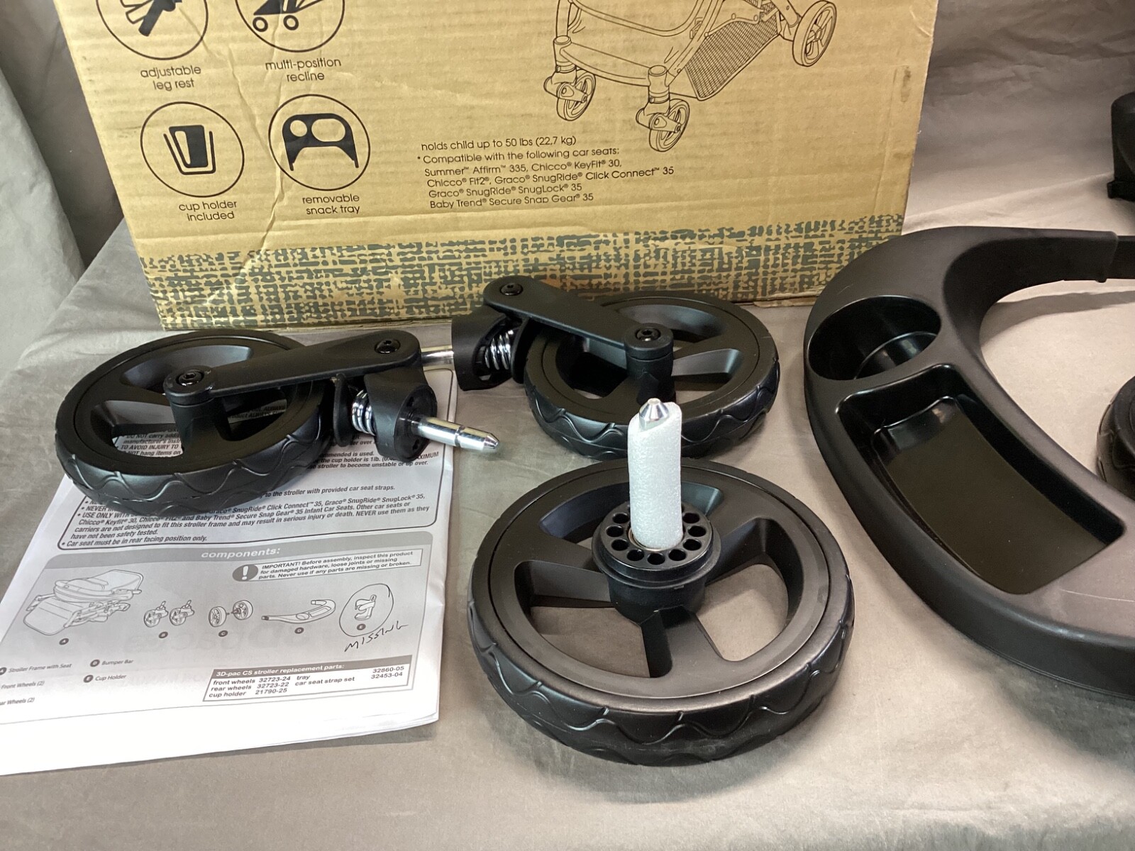 Summer 3Dpac CS Compact Fold Stroller Black - Missing Cup Holder