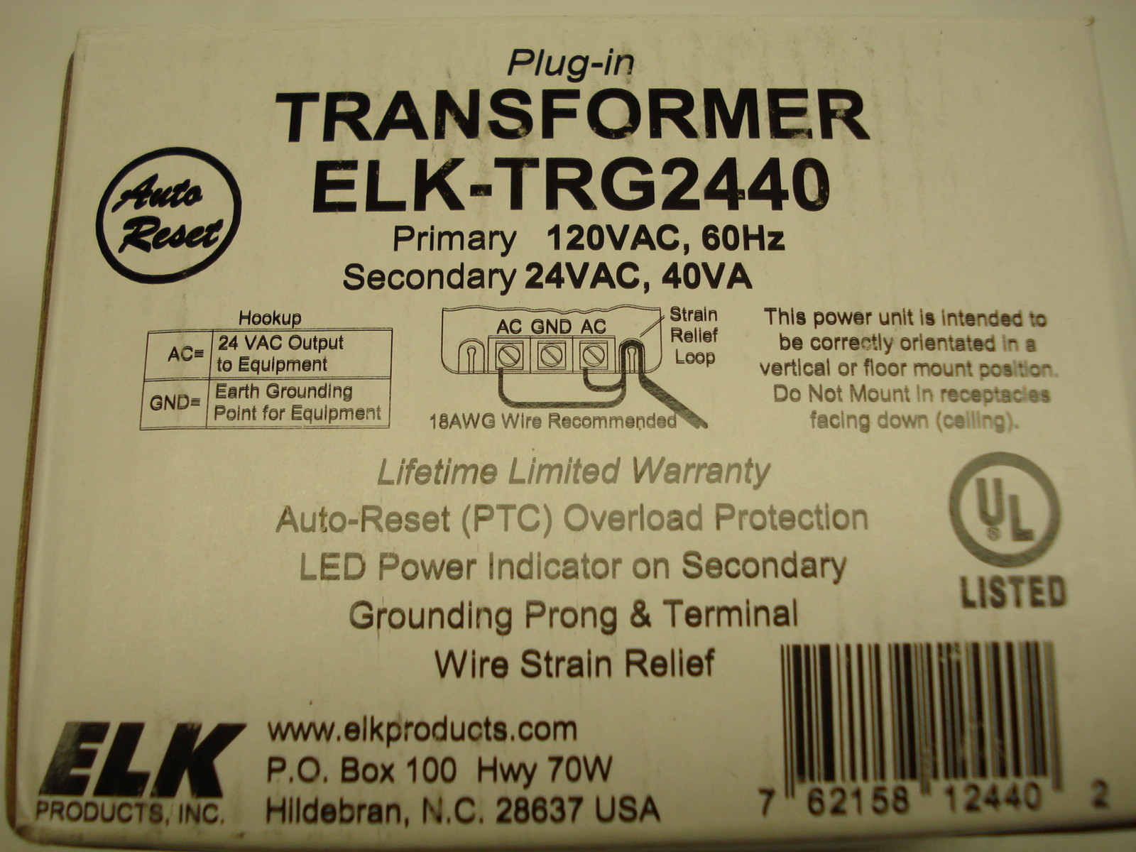 Transformer - Plug in 24 vac 40 VA for dampers and zone control systems