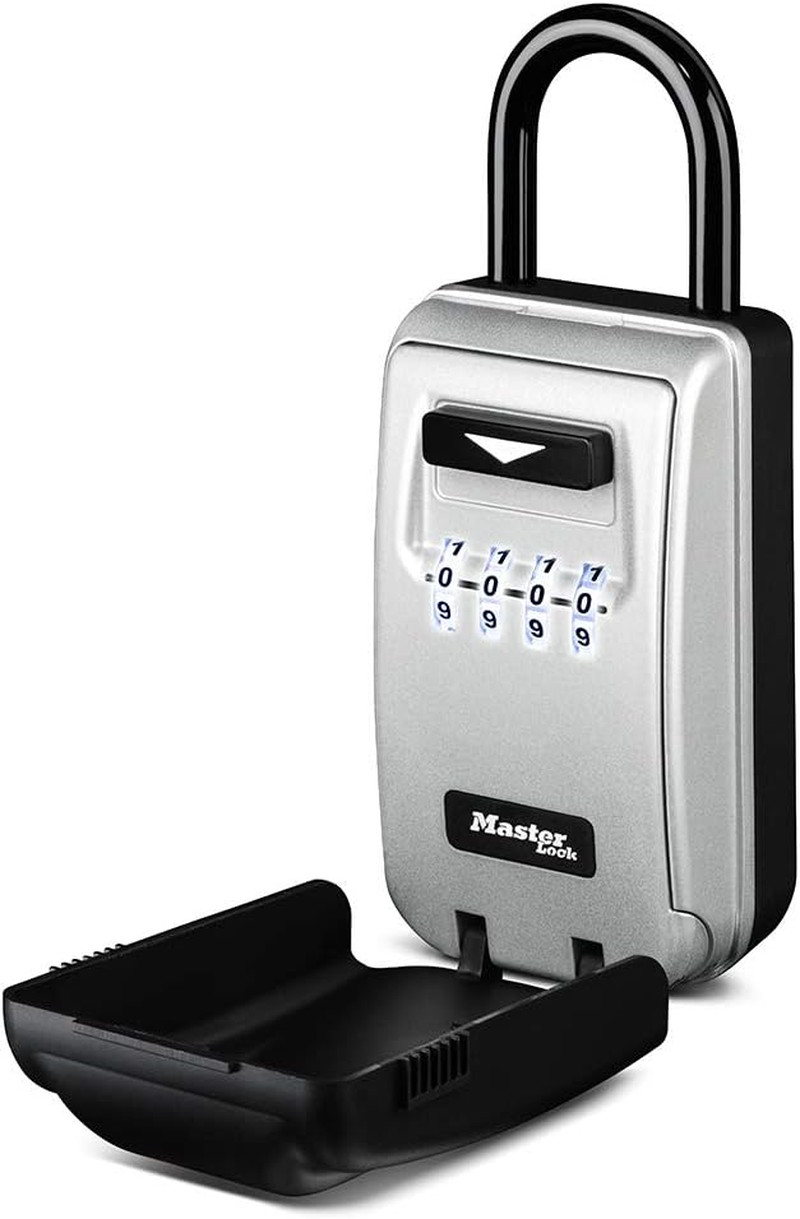 Master Lock Black Portable Key Lock Box with Light up Dials, Set/Reset Combinati