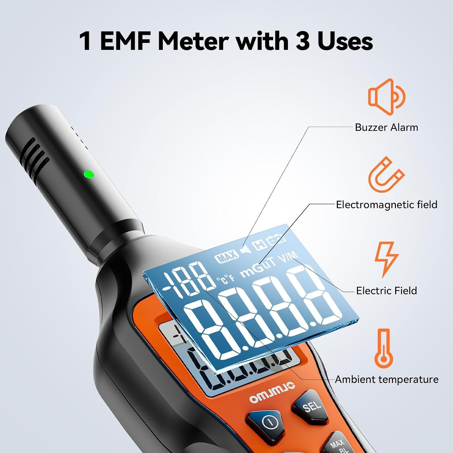 Handheld 3 in 1 Emf Meter Detector Digital Radiation Tester Electromagnetic