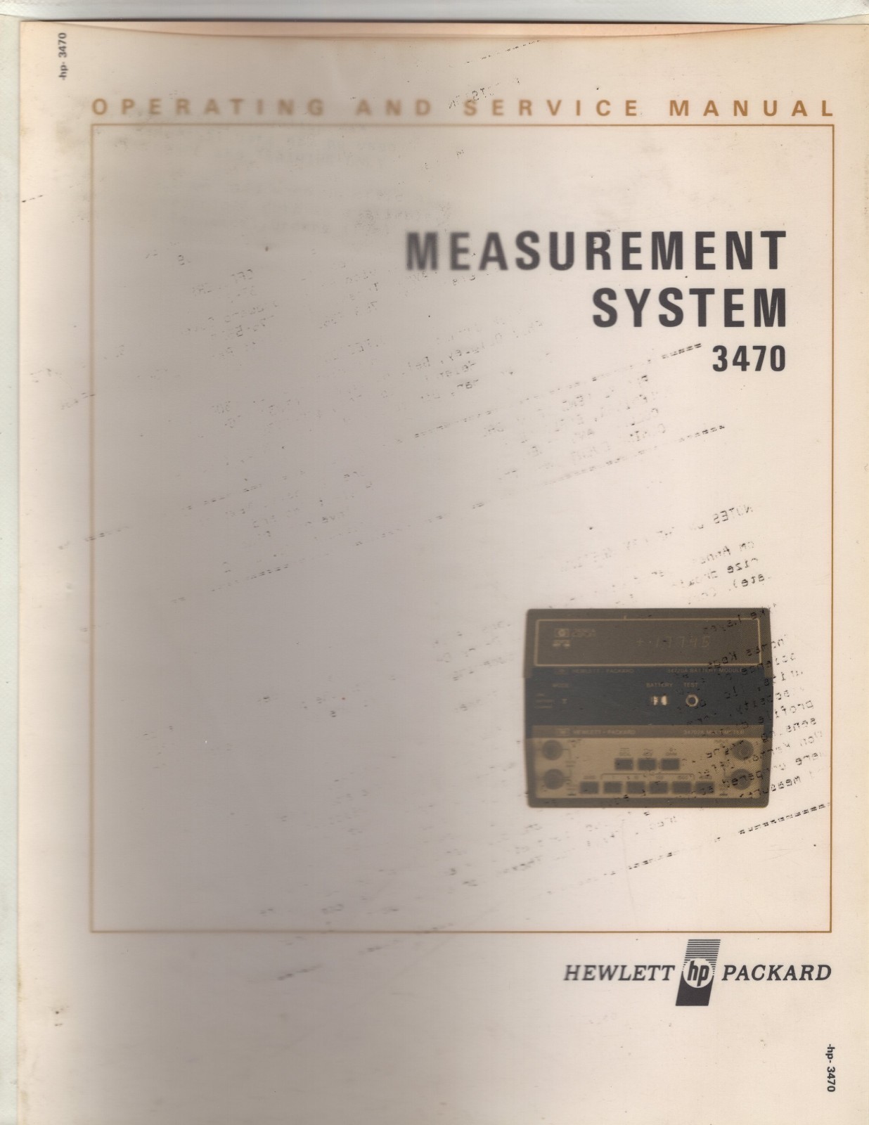 Original Hewlett Packard 3470 Measurement System Op&Svc Manual 34740-90011