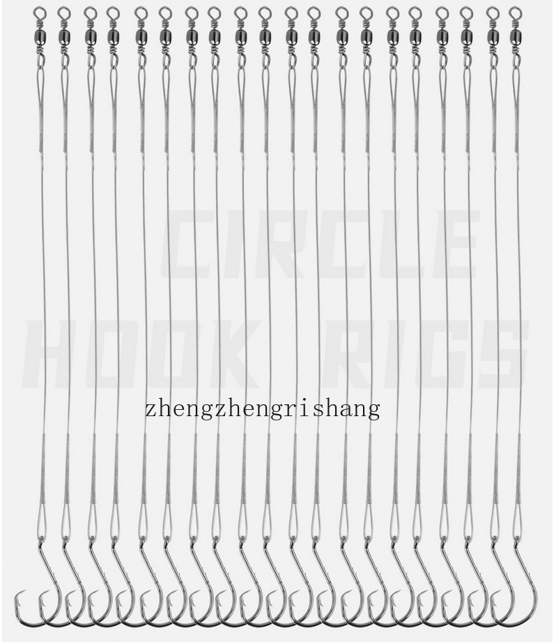 20Pcs Fishing Circle Hooks Rigs Saltwater Catfish Fishing Leader Hook Rigs Bass