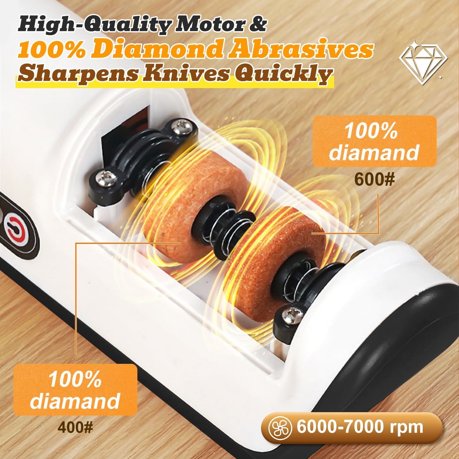 Rechargeable Electric Knife Sharpener, Compact Cordless Knife Sharpener