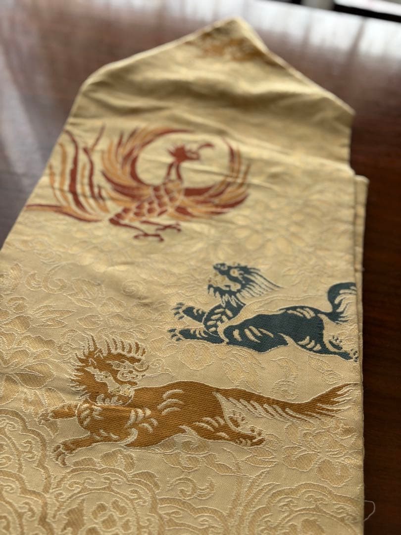 Antique Nagoya Obi Japanese Silk Sash Lion Phoenix Japan