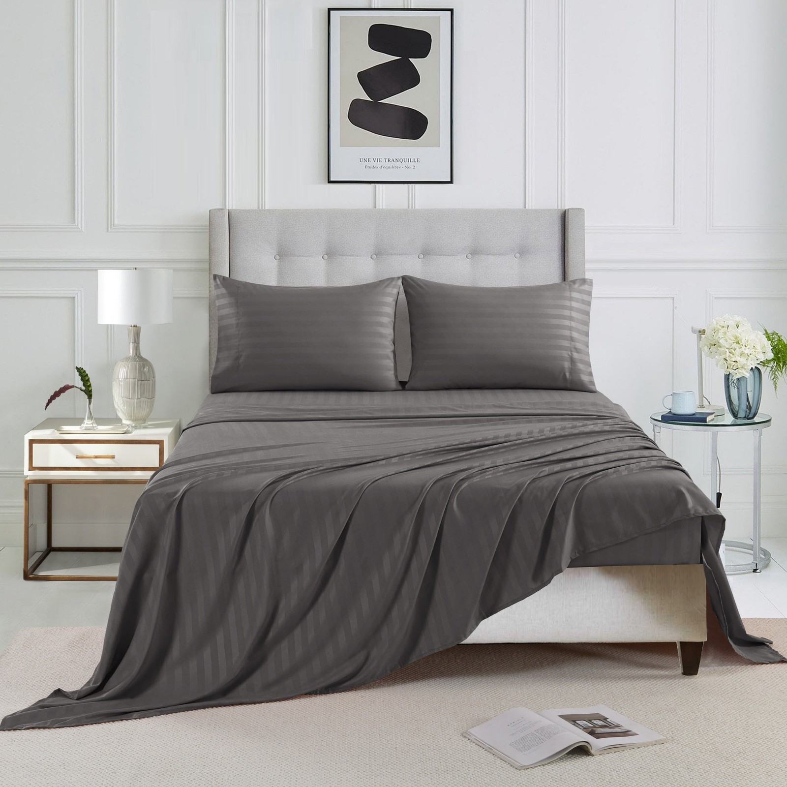 3/4PCS Striped Bed Sheet Extra Soft, Breathable Fade-Resistant Sheets