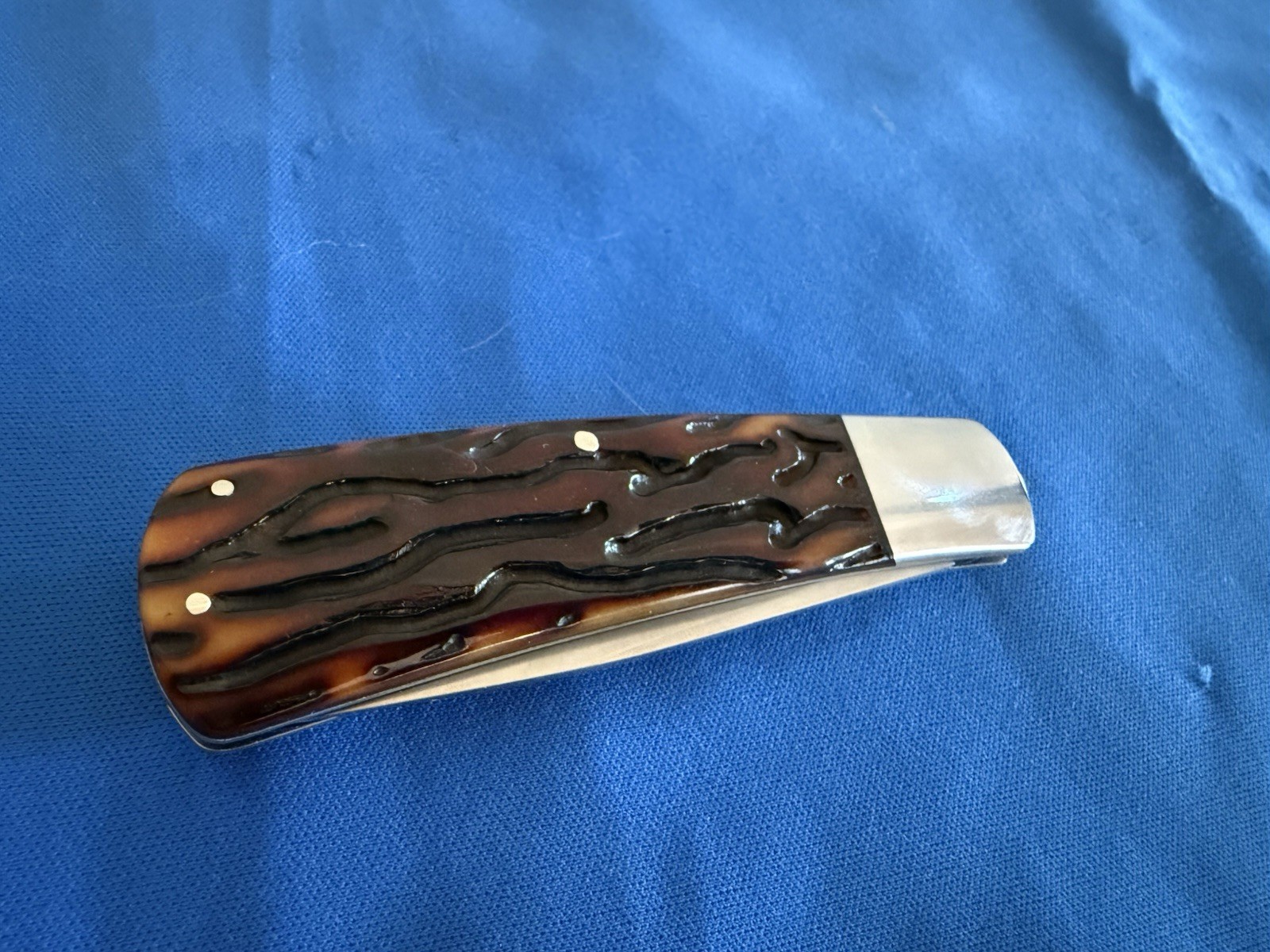 Custom Ray Cover Stag Handle Pocket Knife -- Mint and Unused