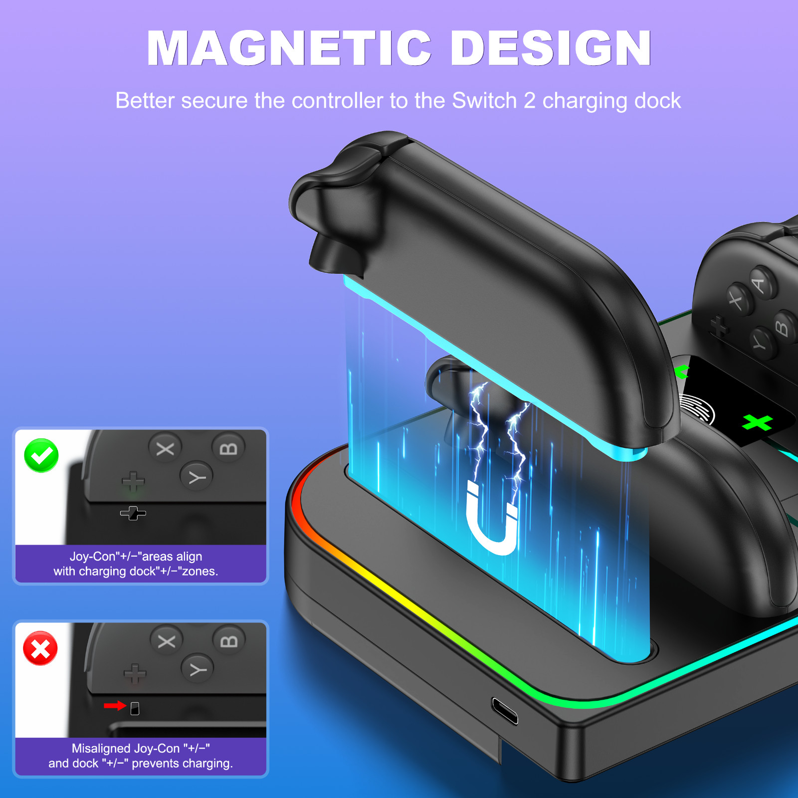 Switch 2 Controller Charger Charging Dock 4 JoyCon Charger FOR Nintendo Switch 2