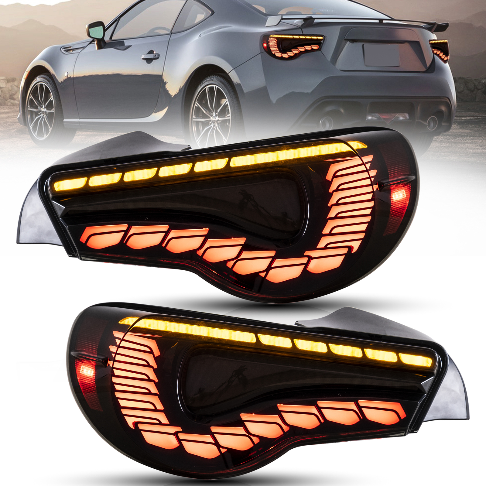 LED-Tail Lights Dragon Scale for 2012-20 Toyota 86 ＆Subaru BRZ 2013-20 W/Startup