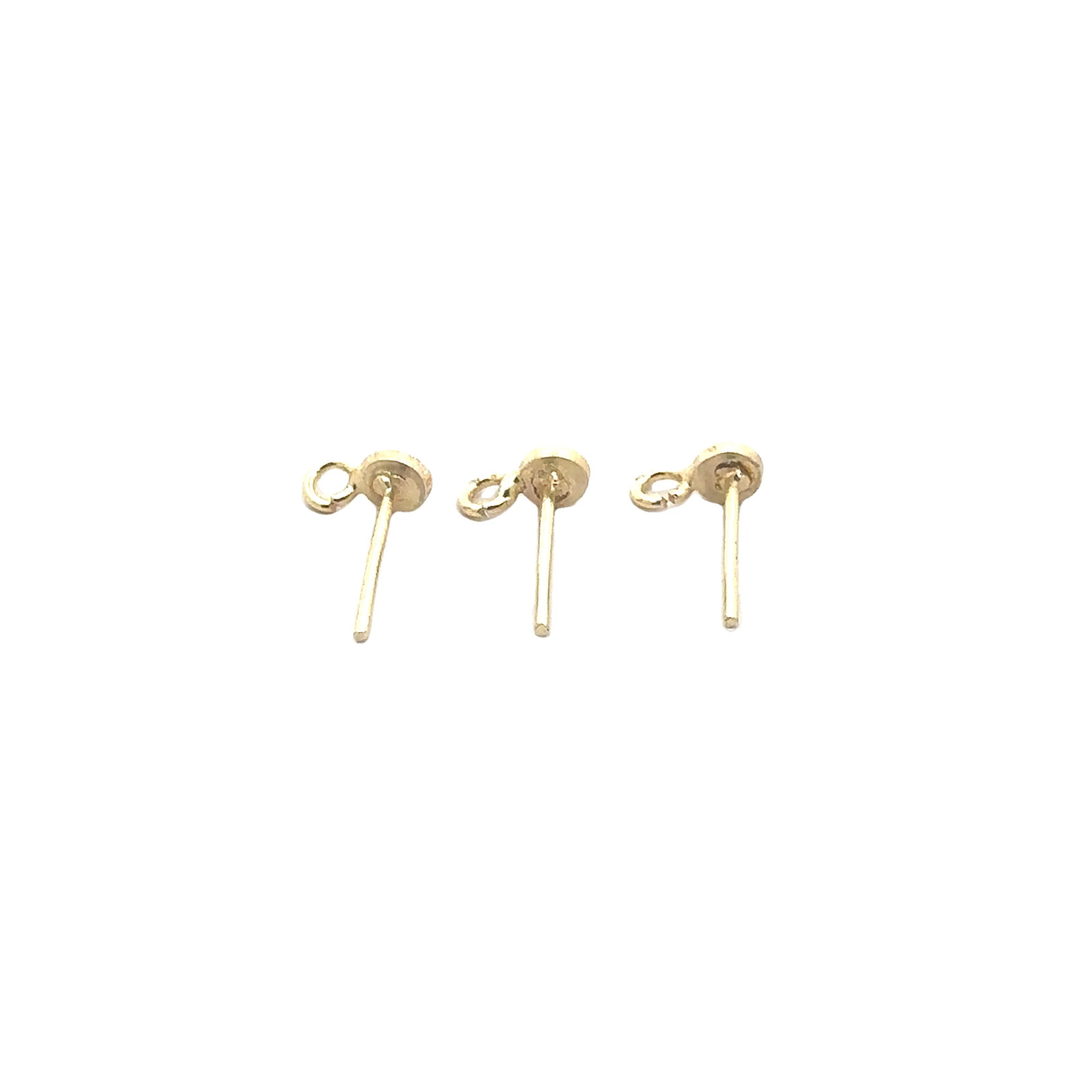 Gold Finish Round Dot Circle Stud Earring Findings (13 × 7 mm) - 60 pcs