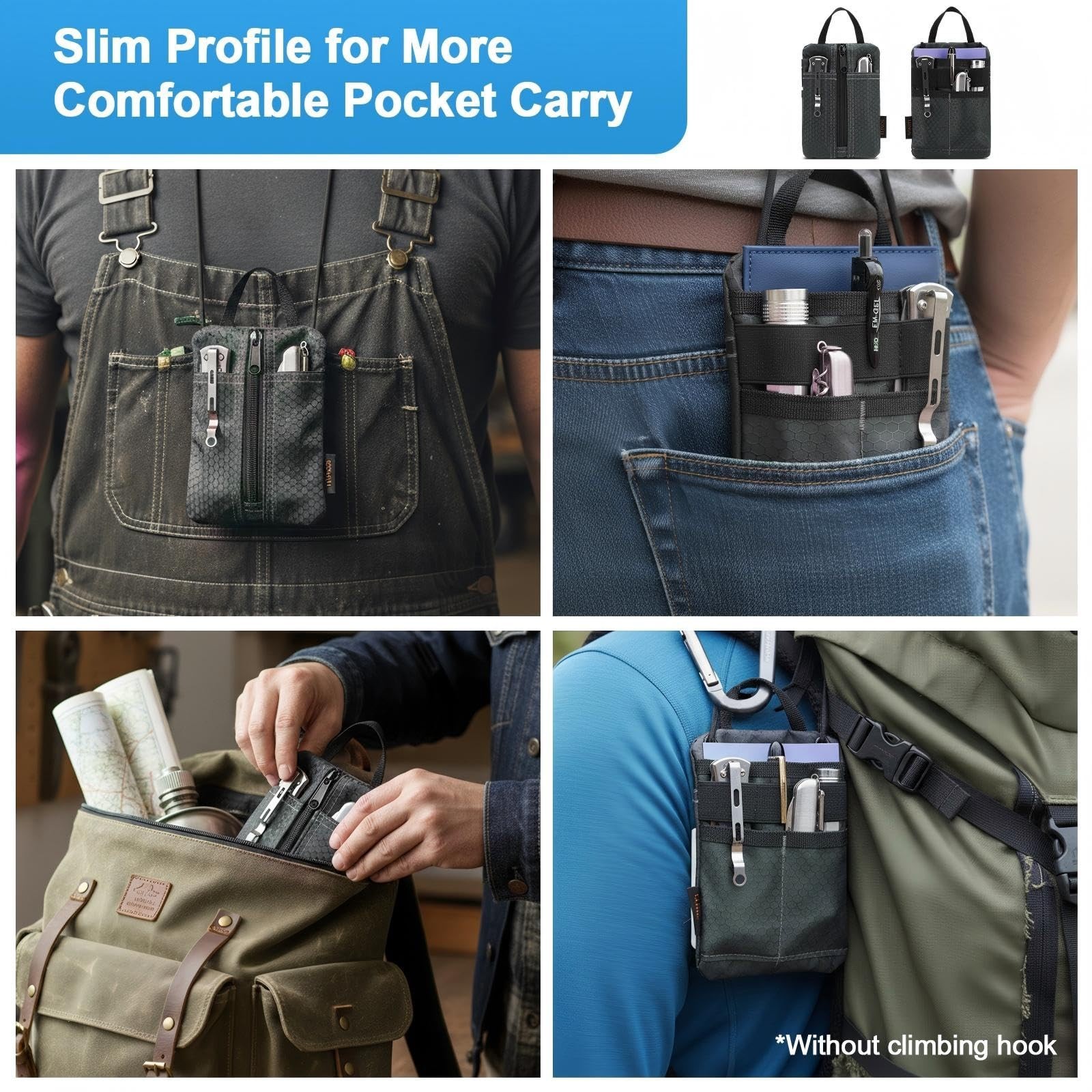EDC Pouch, Enhanced 3-Layer Fabric - Slim & Compact Pocket Organizer, EDC Too...