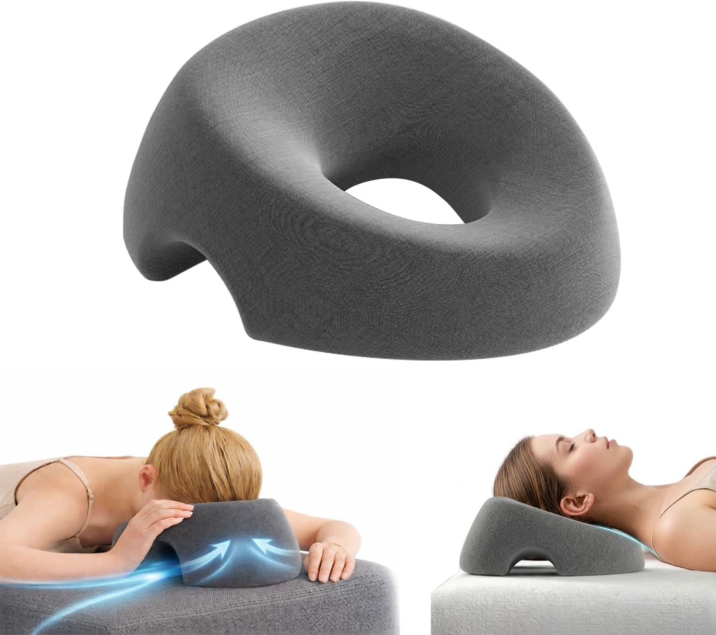 Face Down Pillow for Prone Sleeping, Memory Foam Massage Headrest Pillow for Bed