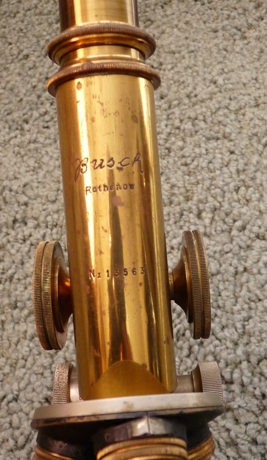 BUSCH RATHENOW BRASS MICROSCOPE WITH CASE & LENSES JUG 880