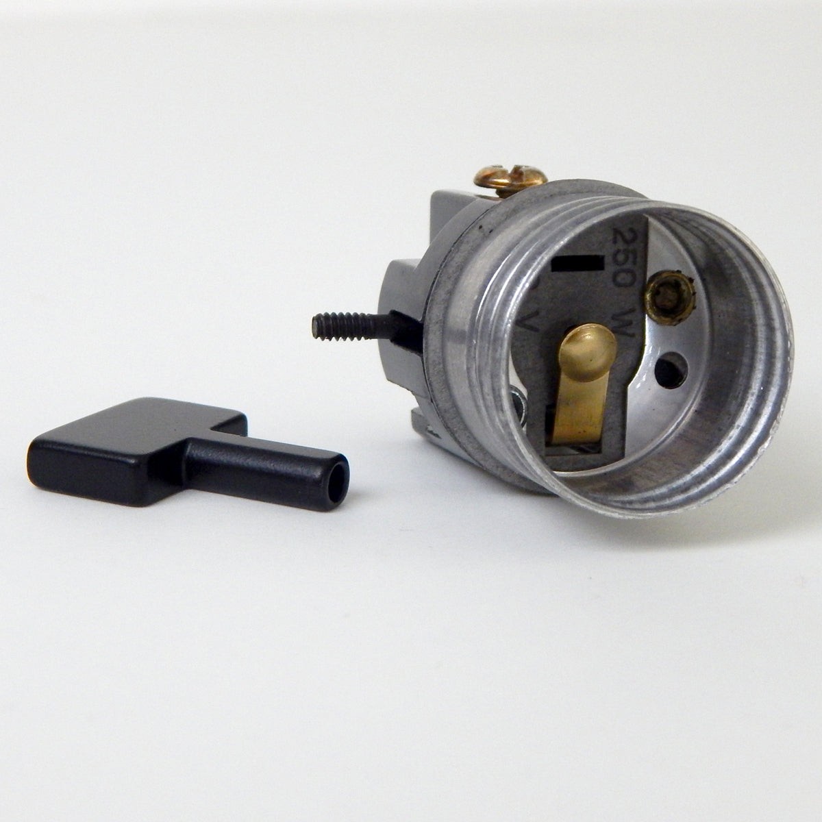 On / Off Medium Base Turn Key Socket Guts Removable Metal Paddle