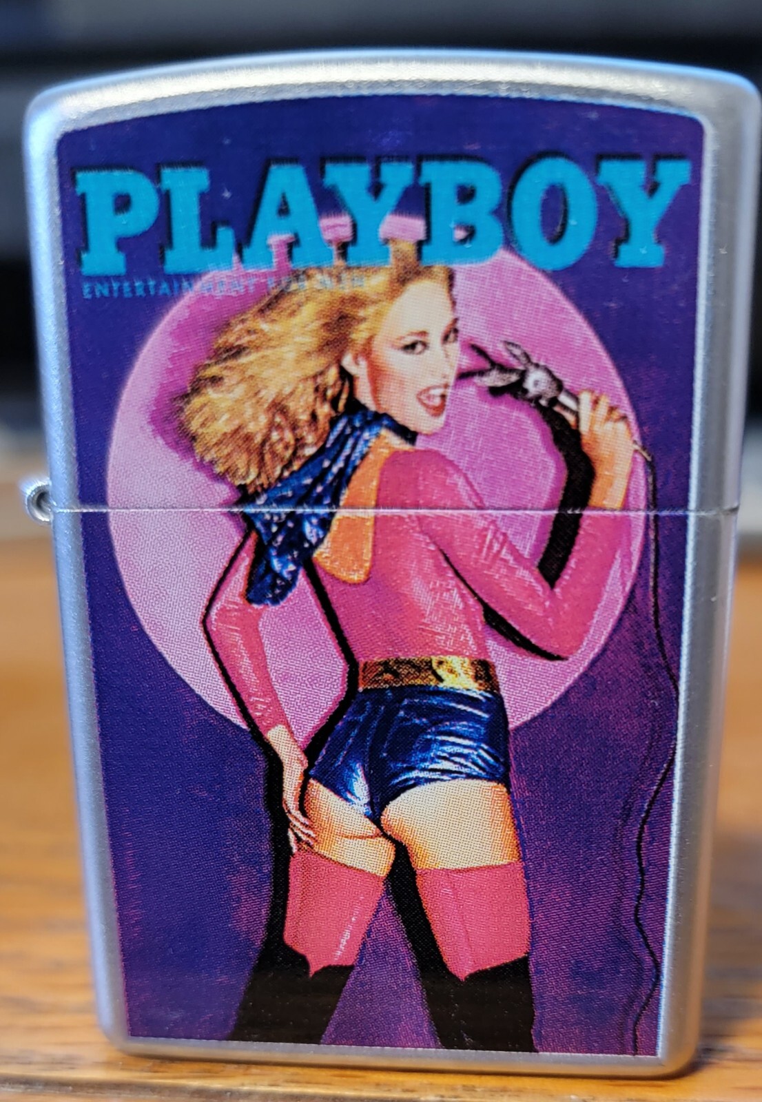 Zippo 20496 Playboy Purple Singer Satin Chrome New in Original Box Retired 2003