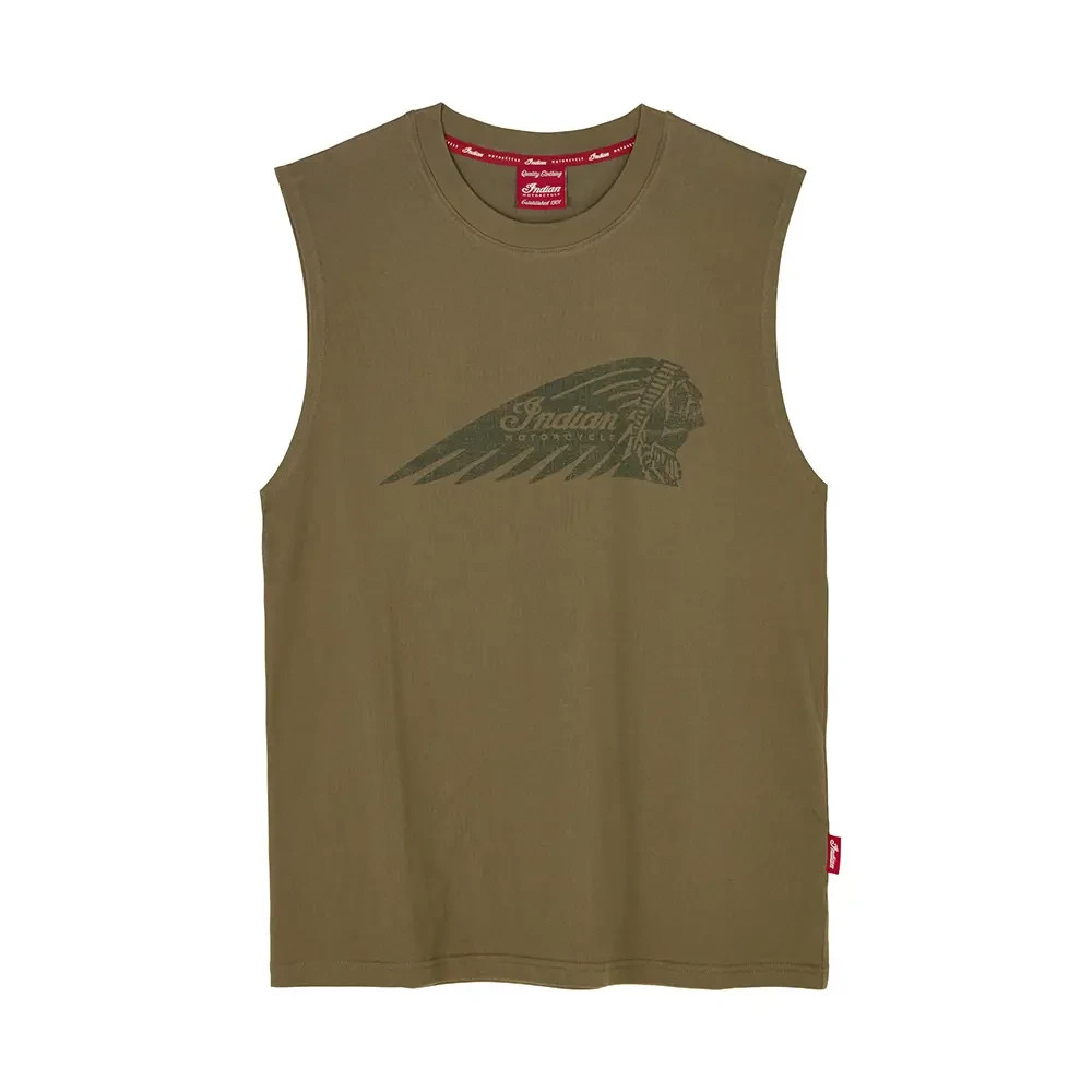Indian Motorcycle Men's Headdress Print Tank, Green | 2866369