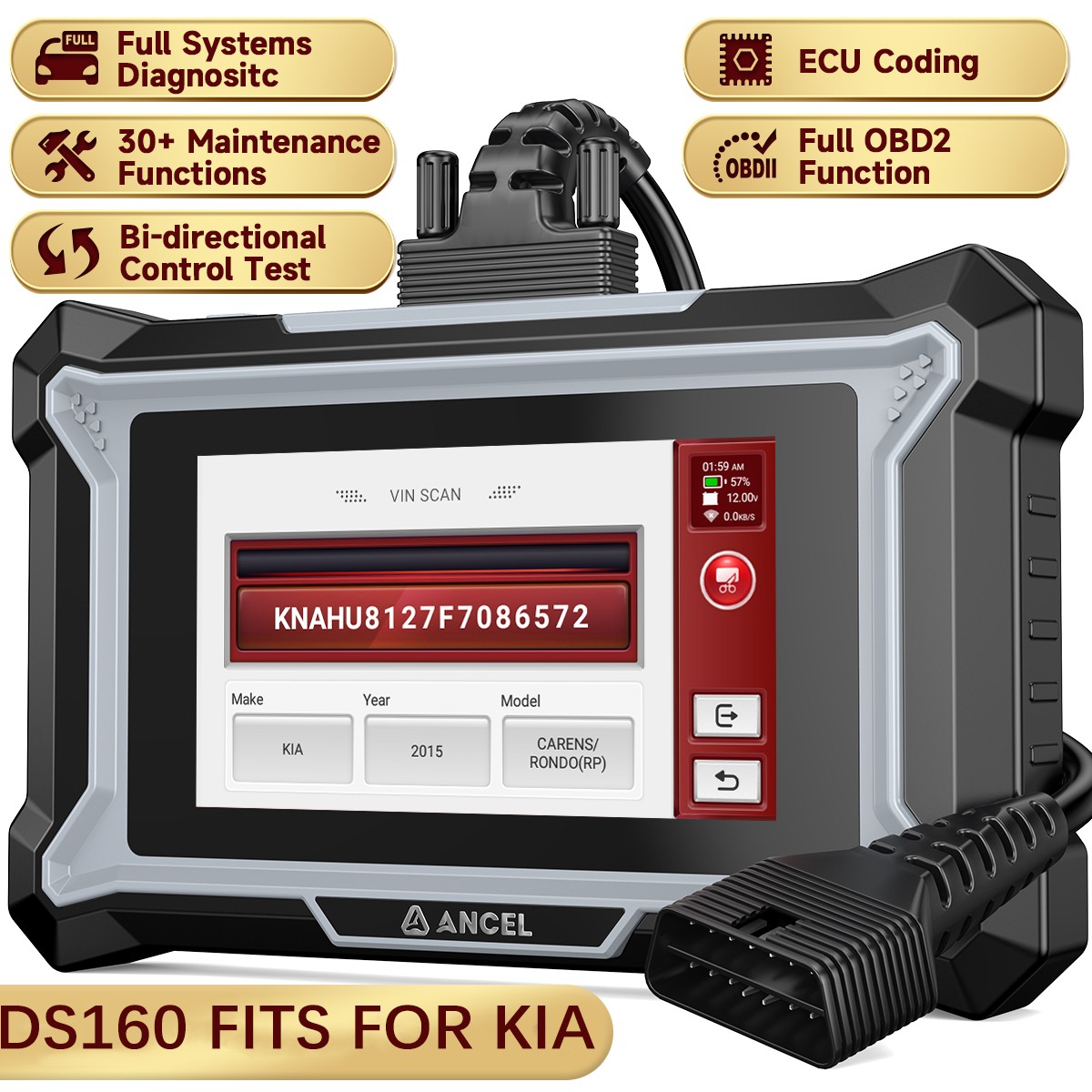 ANCEL DS160 For KIA OBD2 Scan Tool All System Bi-directional ECU ABS DPF Oil