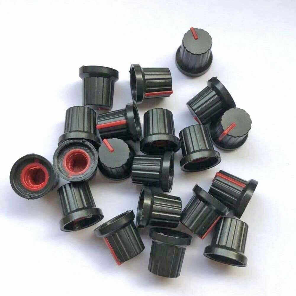60PCS 6mm Shaft Hole Plastic Threaded Knurled Potentiometer Knobs Cap KIT 15*15