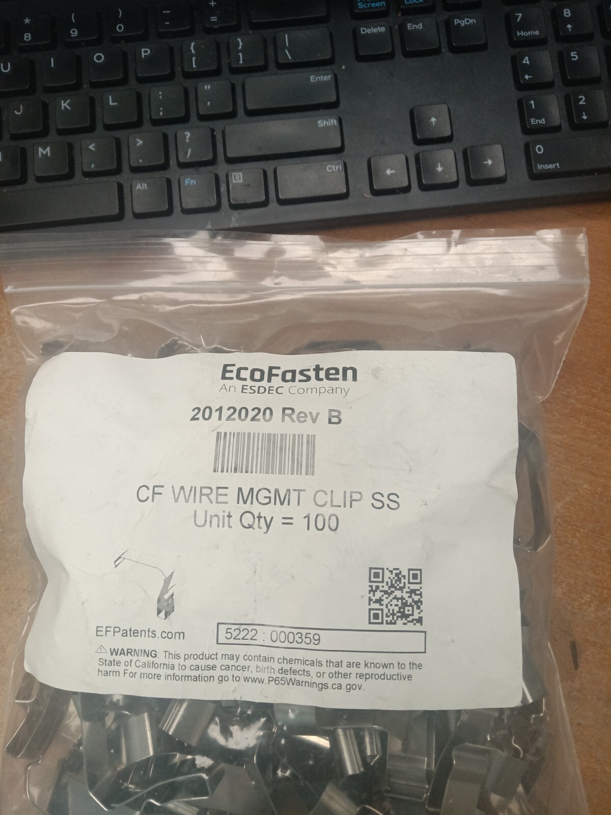 Ecofasten 2012020 Rev A CF Wire Mgmt Clips SS (PACK OF 100)