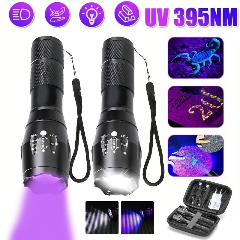 UV Flashlight Black Light Super Bright 120000lm Torch Ultra Violet Lamp LED