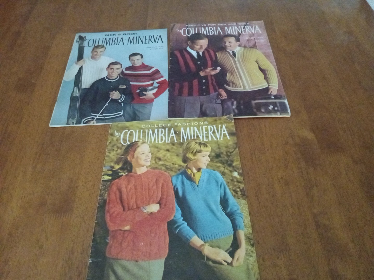 3 COLUMBIA MINERVA Books, Knit College Fashions, Fashions For Men. & Men's Book