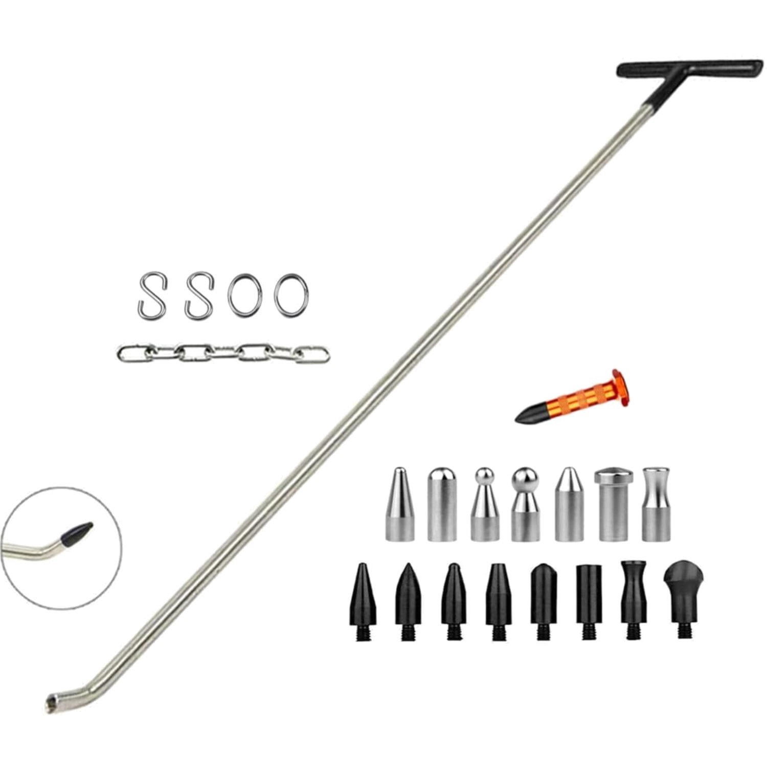 22PCS Dent Repair Tools Set Stainless Steel Paintless Rods S-Hook