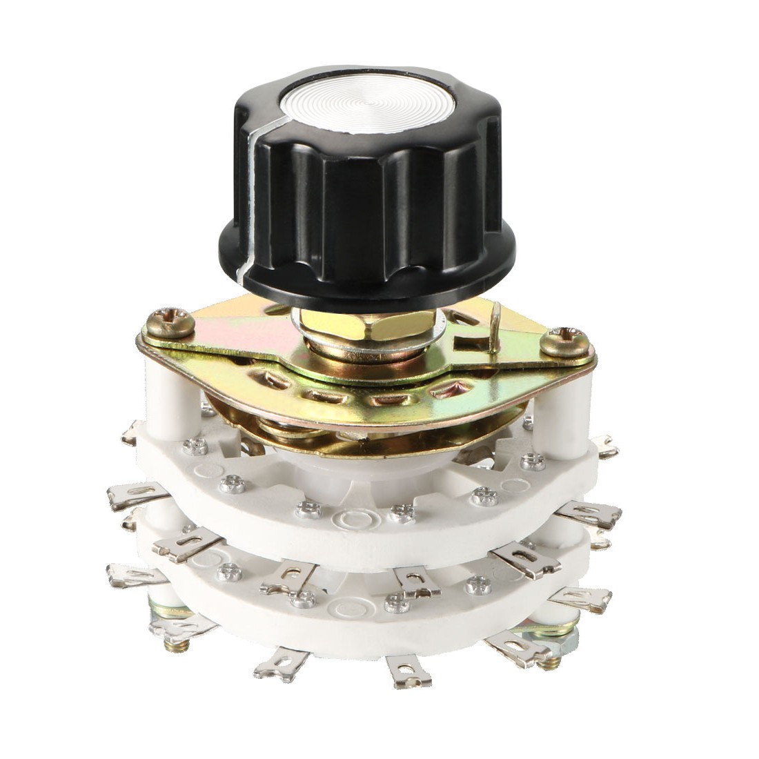 6P3T 6 Pole 3 Throw 2Deck Band Channel Rotary Switch Selector with Plastic Knobs