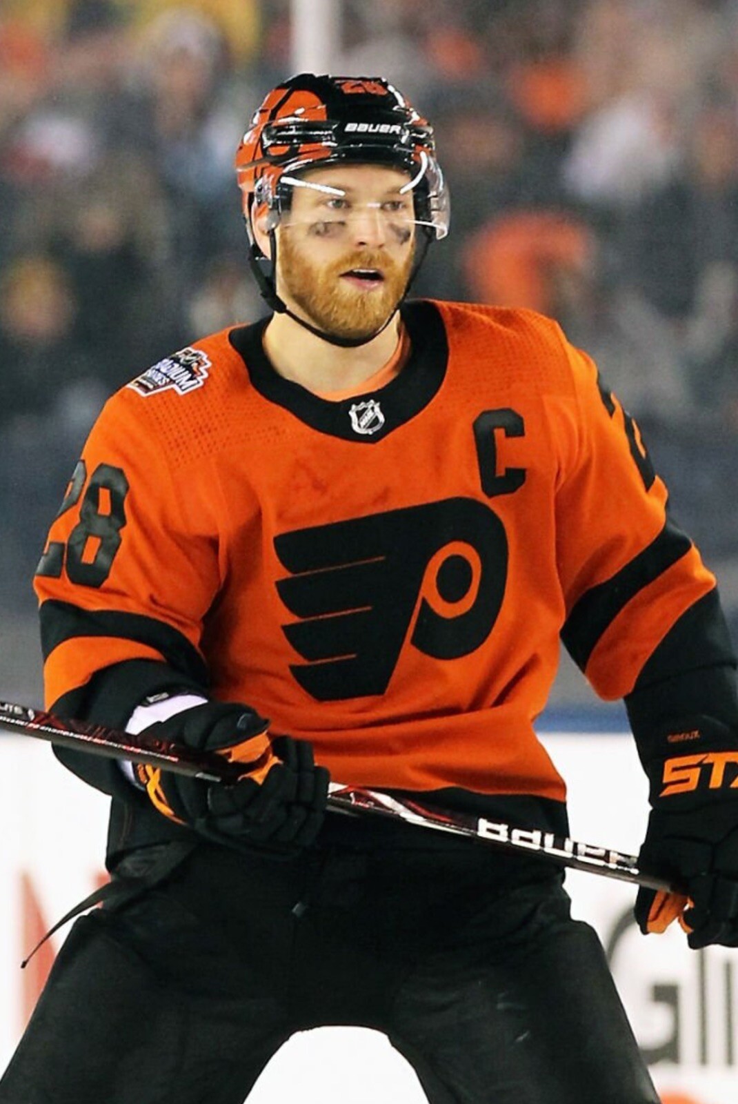 2019 Philadelphia Flyers Stadium Series jersey captain C patch