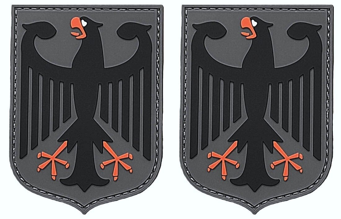 German Eagle Military Shield PVC RUBBER PATCH | 2PC HOOK BACKING  3"X2.1"