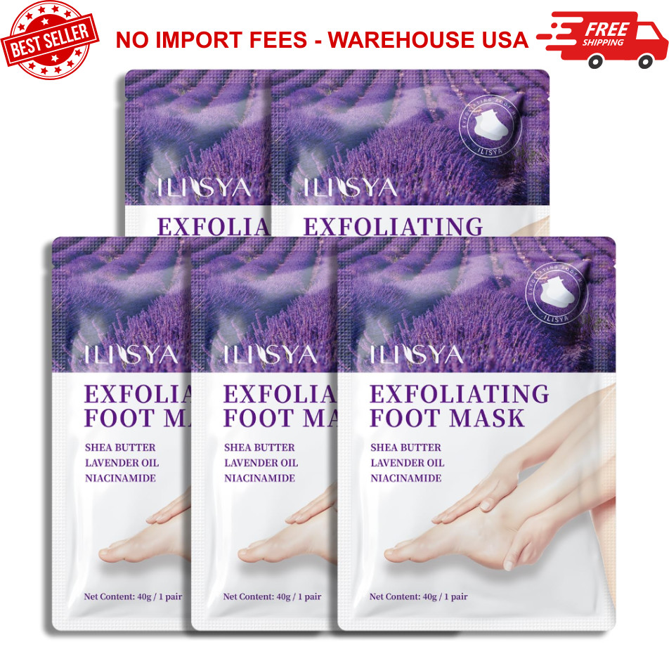 Foot Peeling Mask - 5 Pack Exfoliating Foot Peel Mask for Dry Cracked Feet - USA