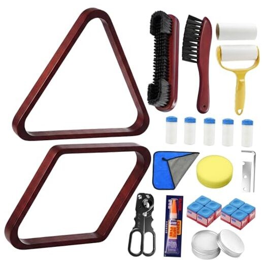 23 PCS Pool Table Brush Set Accessories, Wooden Billiard Triangle & Diamond
