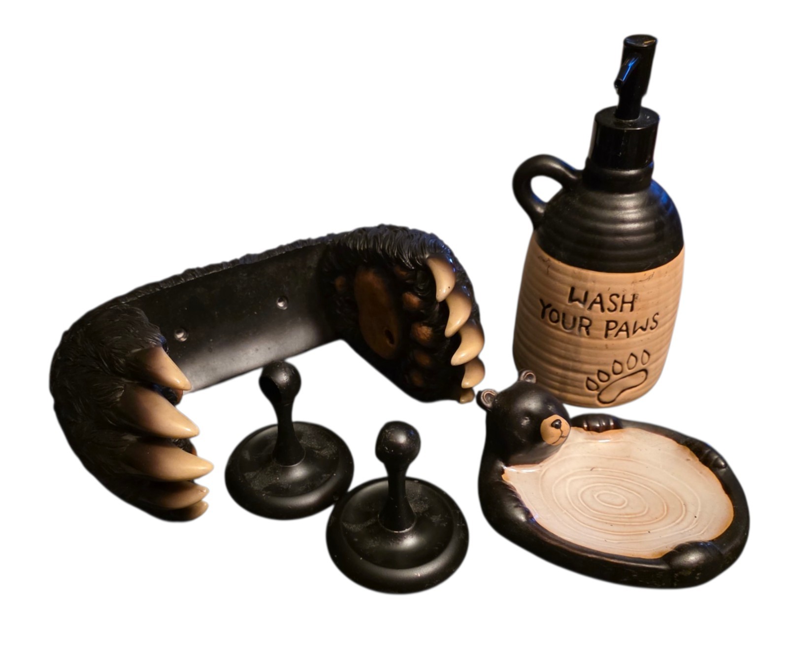 Black Forest Rustic Black Bear Bathroom Accessory Set Cabincore Farmhouse