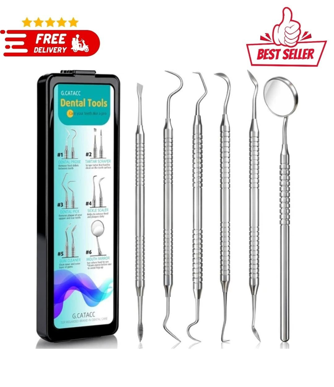 Dental Tools, Dental Pick for Teeth Cleaning, Stainless Steel Hygiene Kit with
