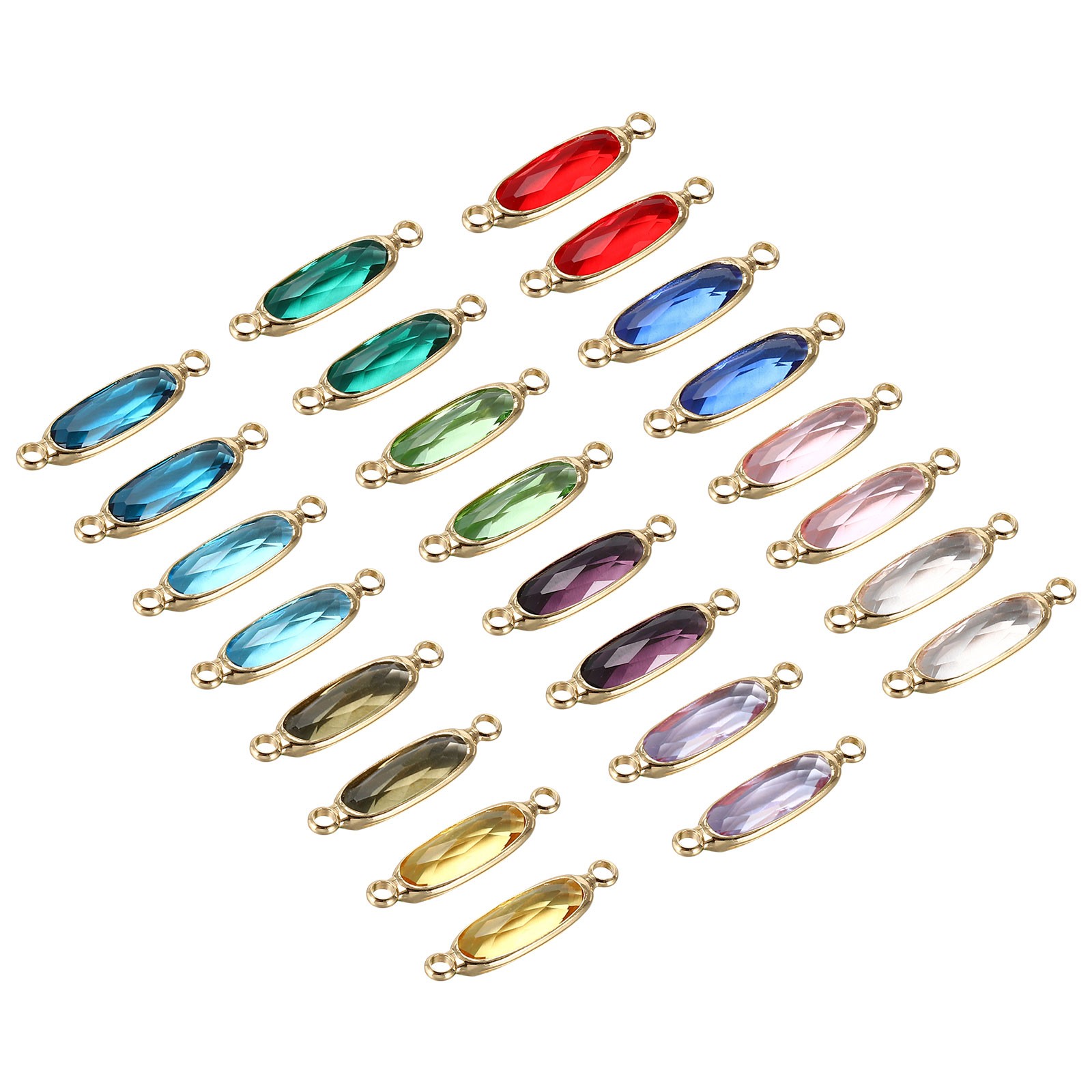 Birthstone Connector Link 24Pcs Diamond Link Round