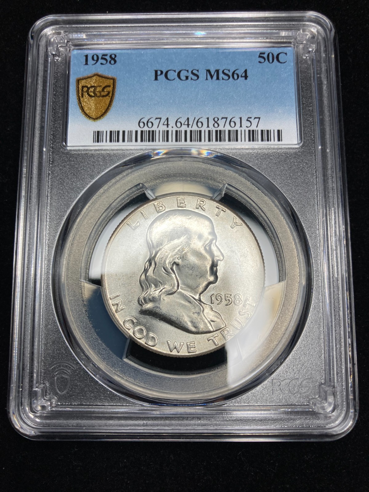 1958-P PCGS MS64 Franklin Half Dollar w/ Exceptional Reverse Rainbow Toning