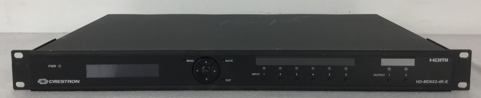 Crestron HD-MD6X2-4K-E 6x2 HDMI Switcher with power adapter and Rack mount
