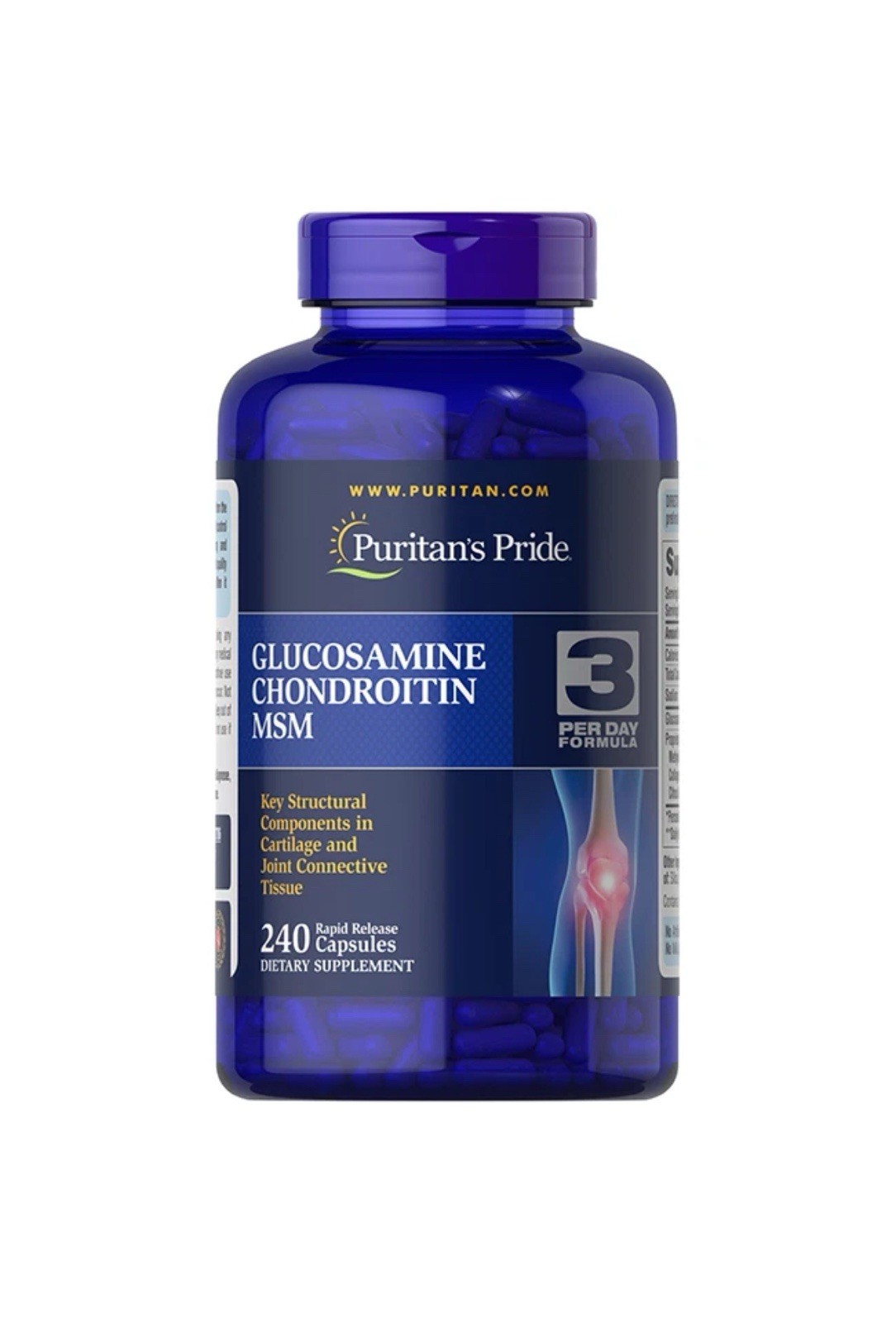 Puritan's Pride 3 Per Day Glucosamine Chondroitin MSM Joint Soothe 240ct Ex 9/26