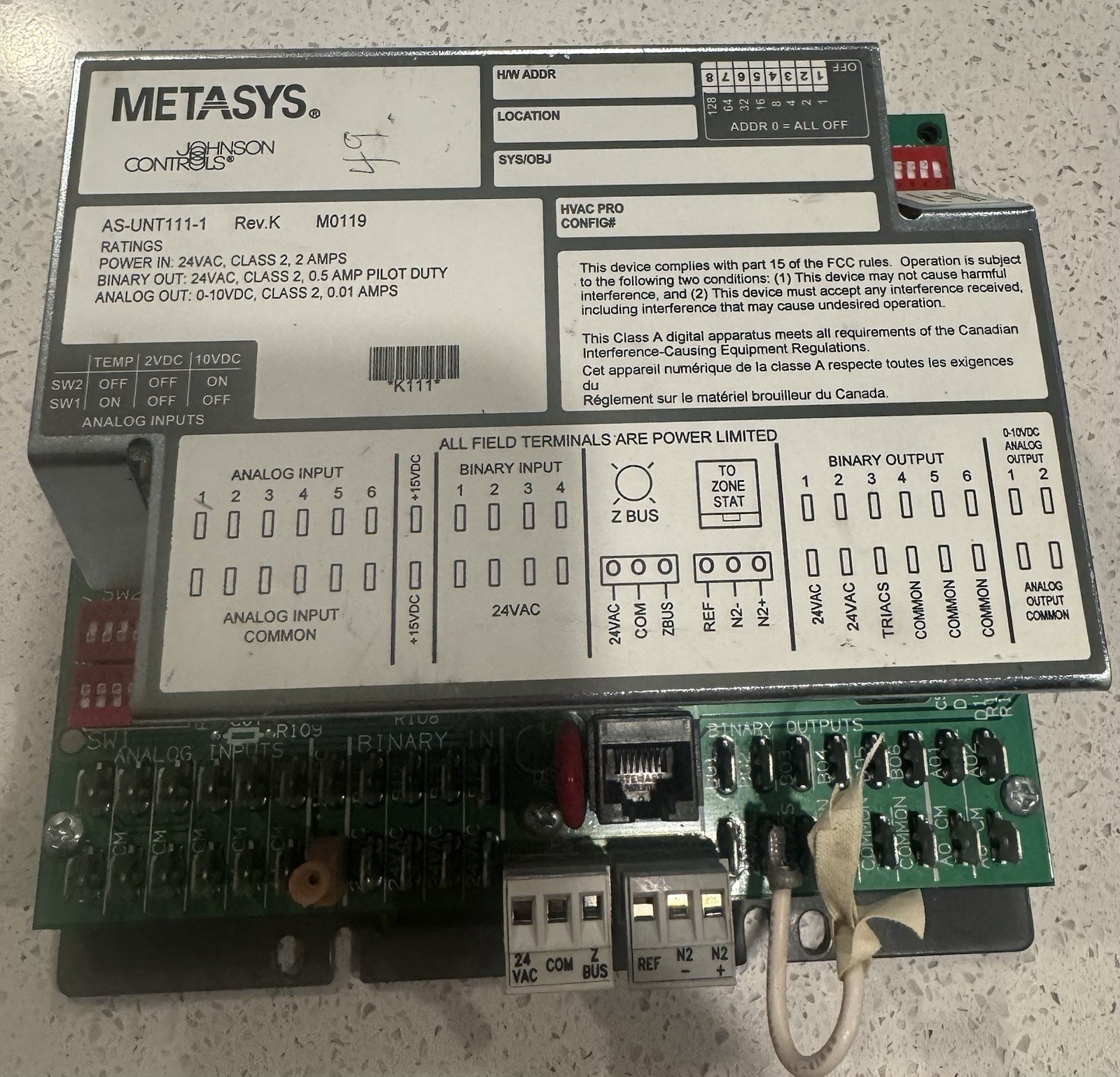 Johnson Controls AS-UNT111-1 Controller