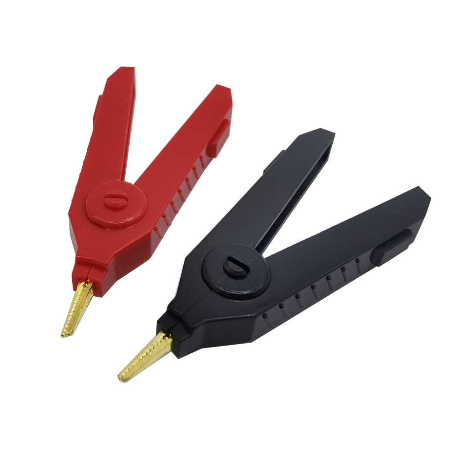 2 PCS IC SMD Chip Alligator LCR  Clip Copper Gold Plated Clip Test Clamp