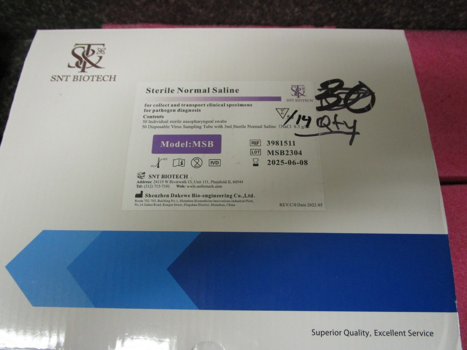 SNT Biotech Sterile Normal Saline, 0.85% Kit Model MSB REF 3981511 - Box of 14