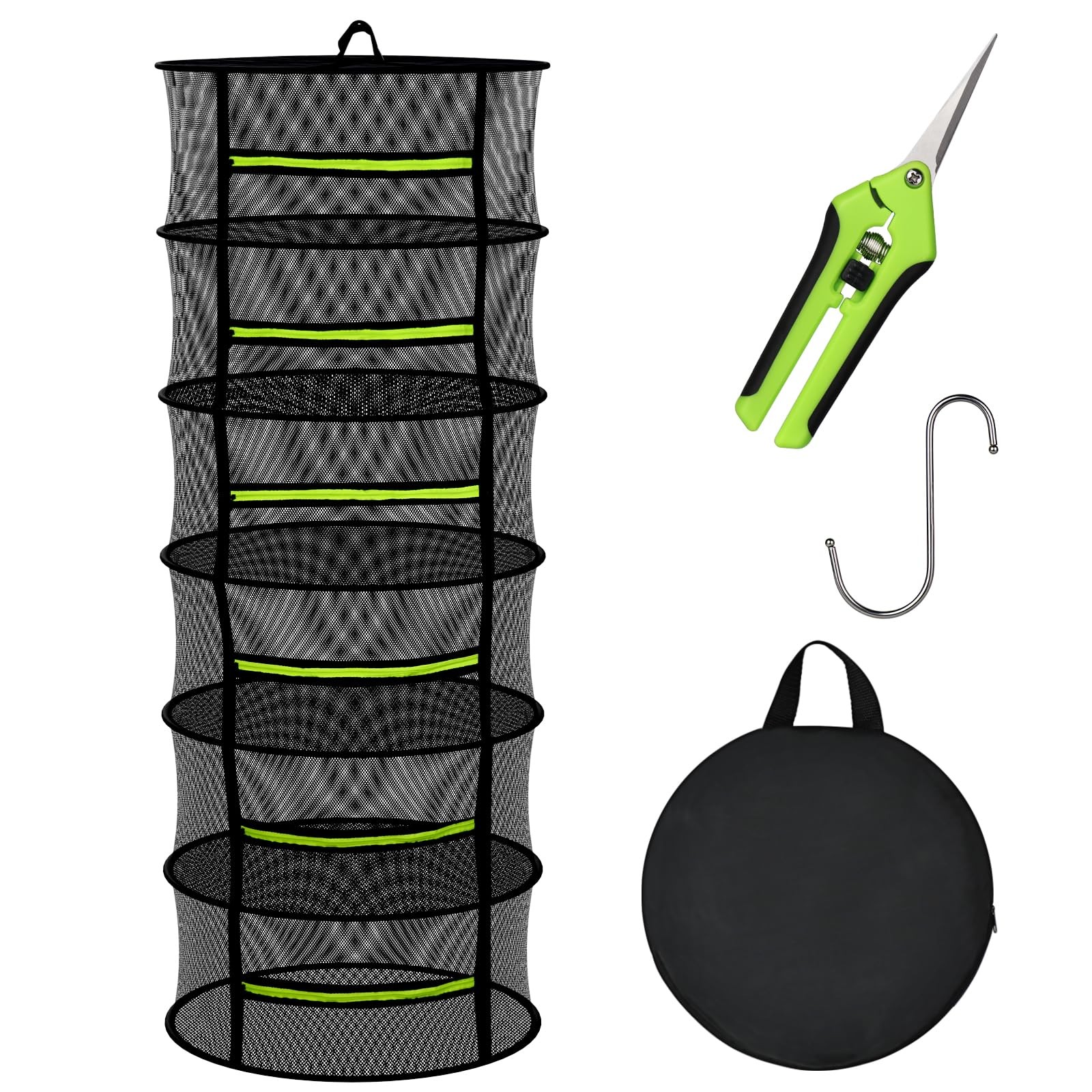 Herb Drying Rack Mesh Hanging with Zipper & Pruning Shears for Drying Herb