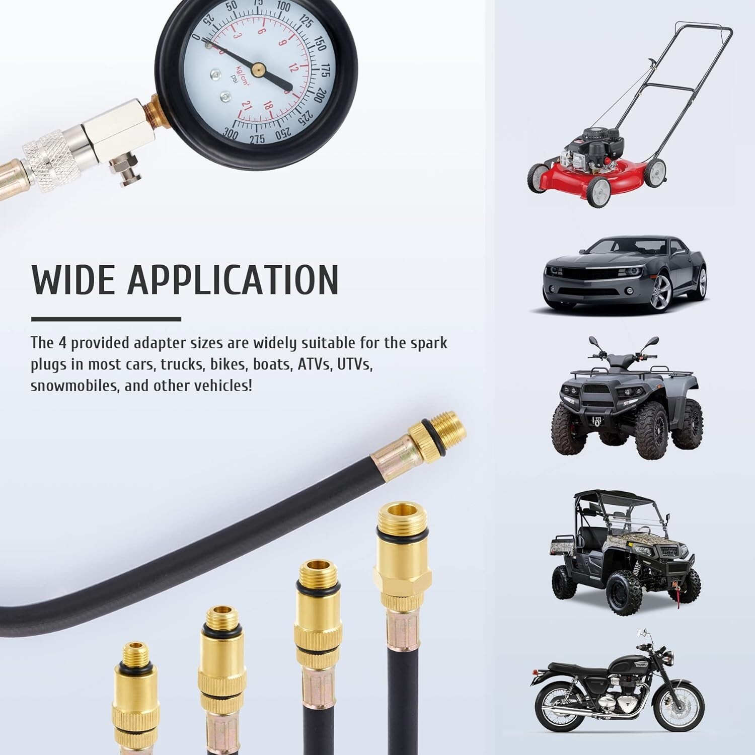 Advanced Universal Engine Compression Tester with Adaptors for Petrol Engines