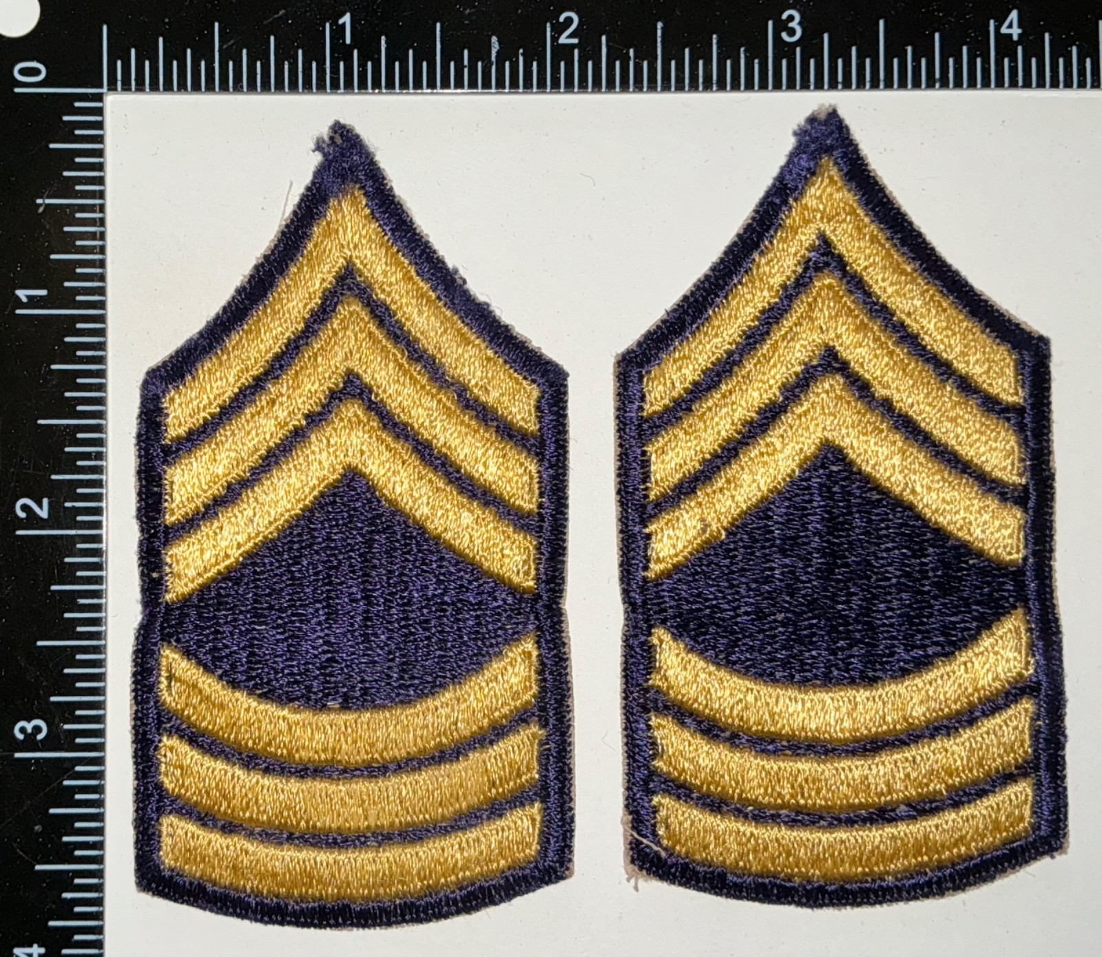 Post WWII Korean War SMALL SIZE Master Sergeant SGT CHEVRONS PAIR Patches