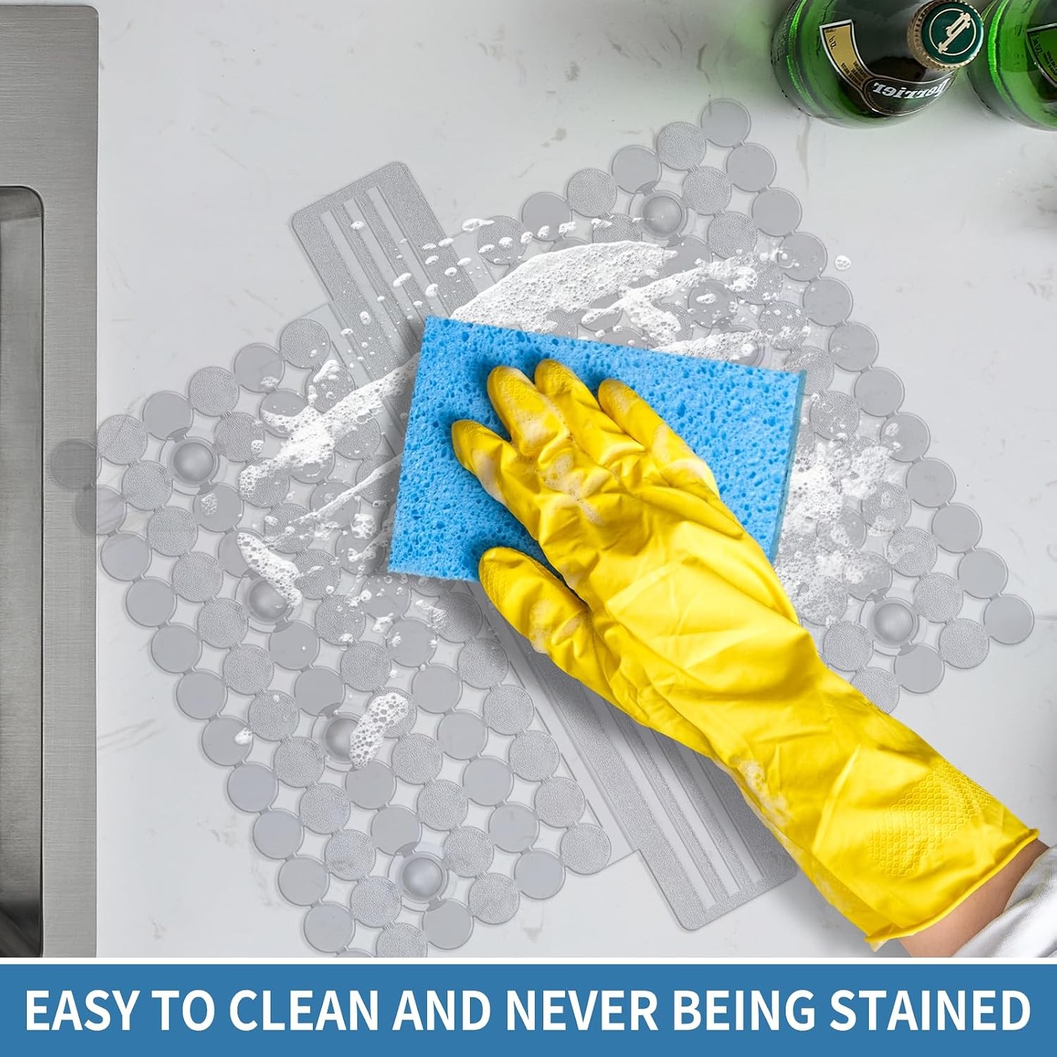 Plastic Sink Saddle, Sink Divider Mat with Strong Suction Cups, Kitchen Divided