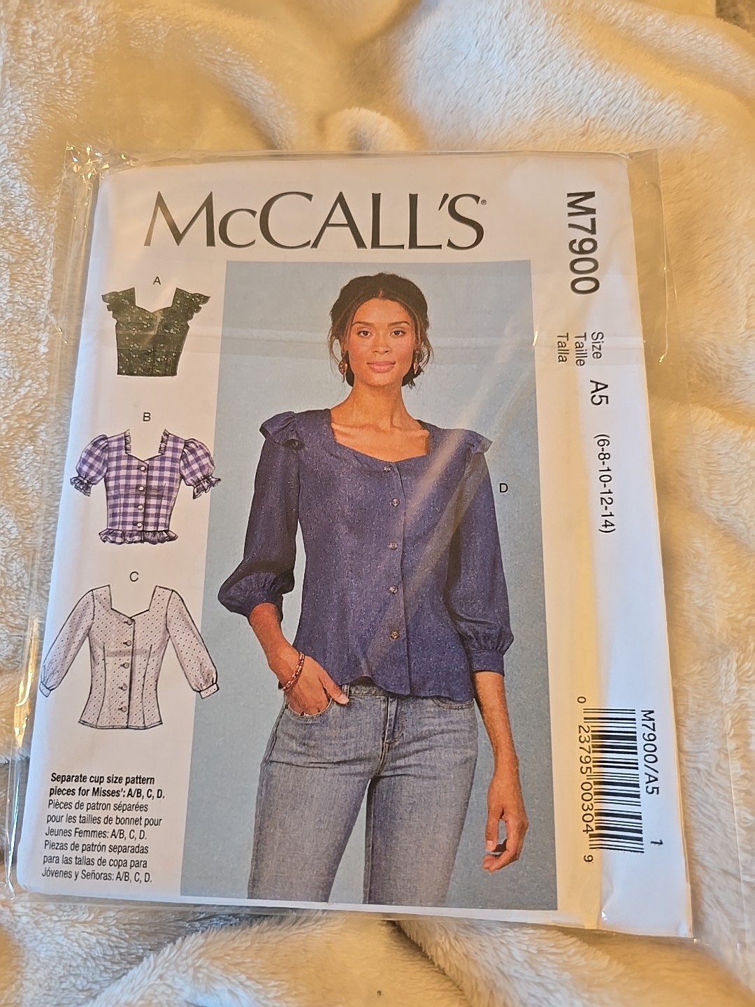 MCCALLS PATTERN 7900  TOPS   MISSES SIZES 6 8 10 12  14  UNCUT