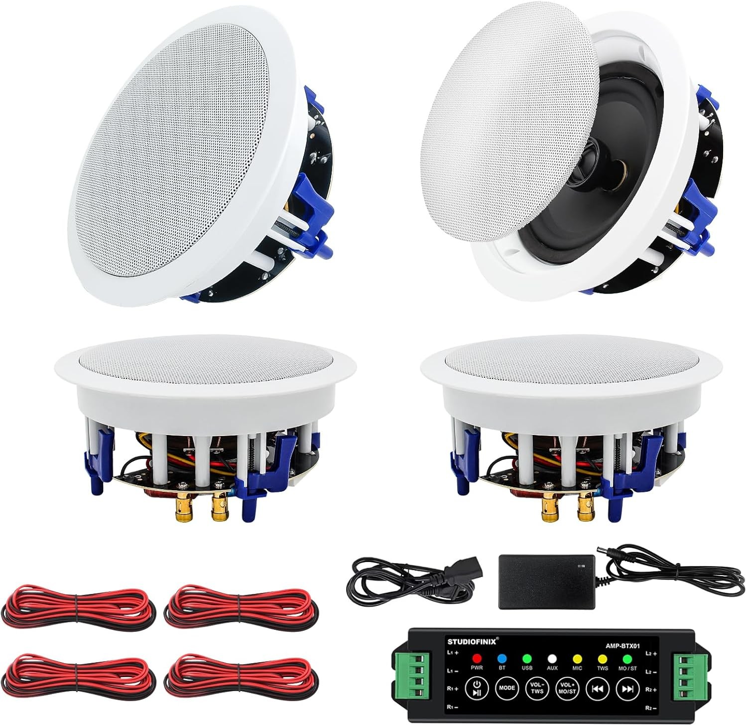 STUDIOFINIX 6.5 Inch Bluetooth Ceiling Speakers 640Watts 2-Way for Home Theater