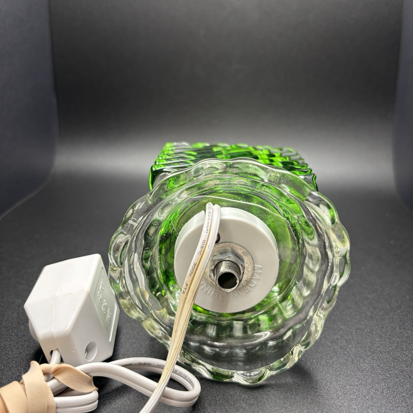 Electric Night Table Light With Dimmer Switch Beautiful Green With Clear Base