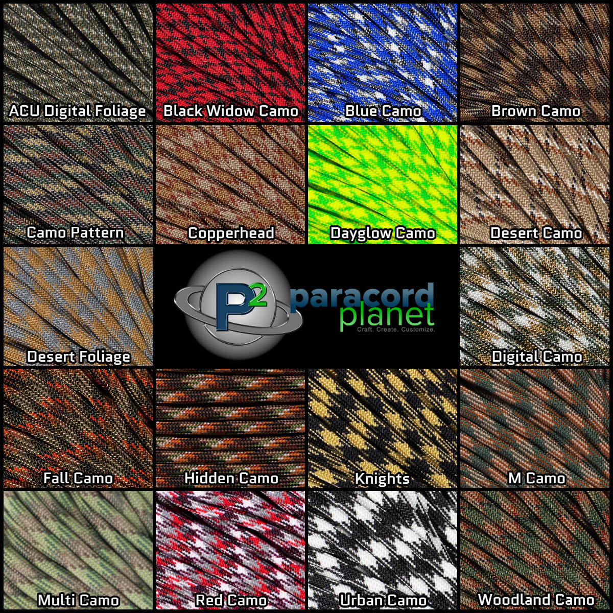550 Paracord Camo Mil-Spec Type III 7 Strand 10ft 20ft 50ft 100ft Parachute Cord