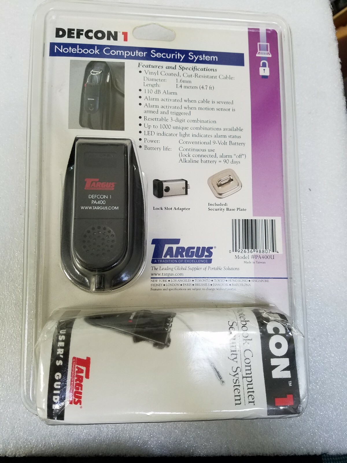 Targus Defcon 1 Notebook Computer Security System Lock #PA400U