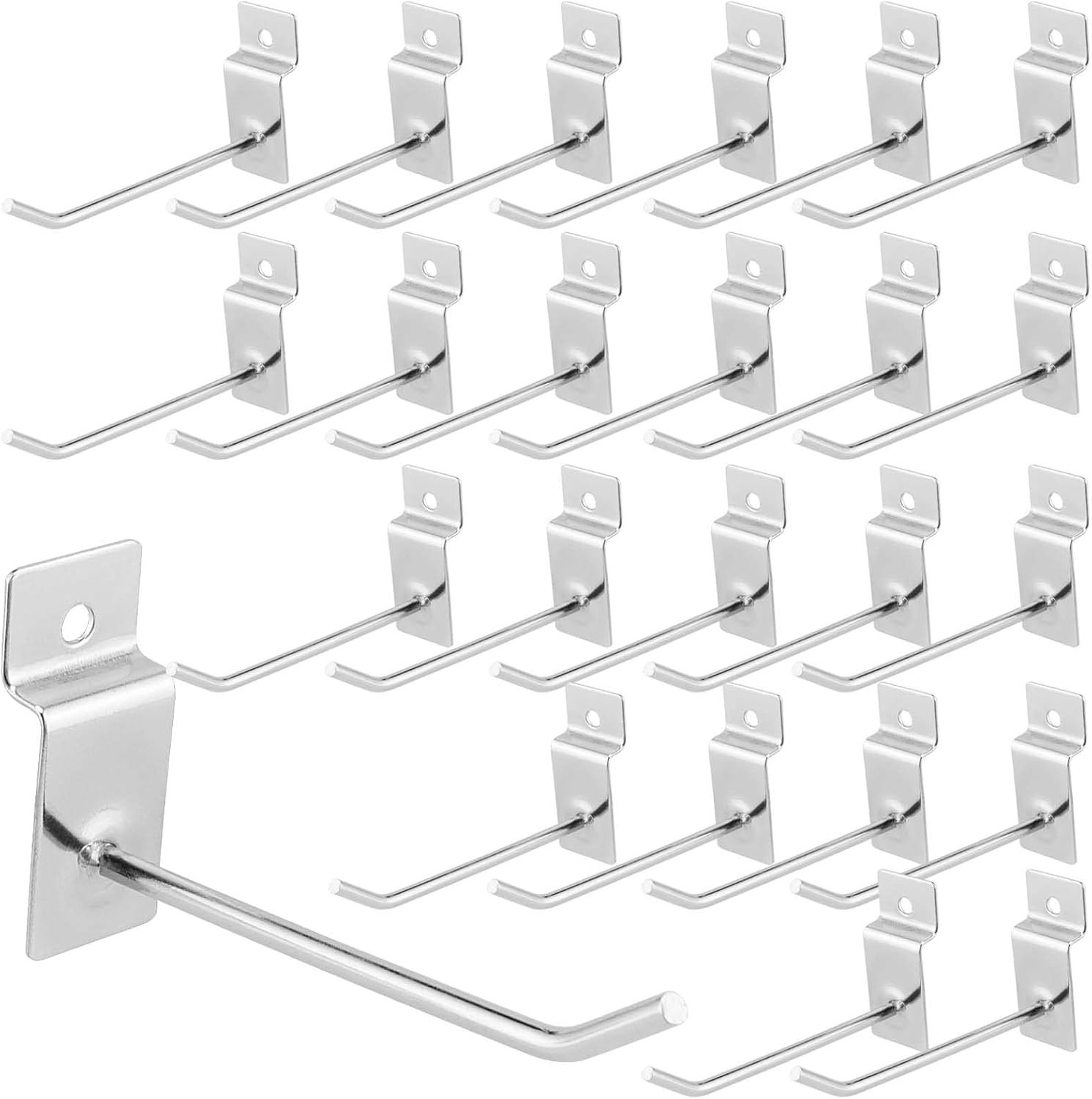 200 Pack 4 Inch Heavy Duty Silver Metal Slatwall Hooks Hangers Slat Board Hoo...