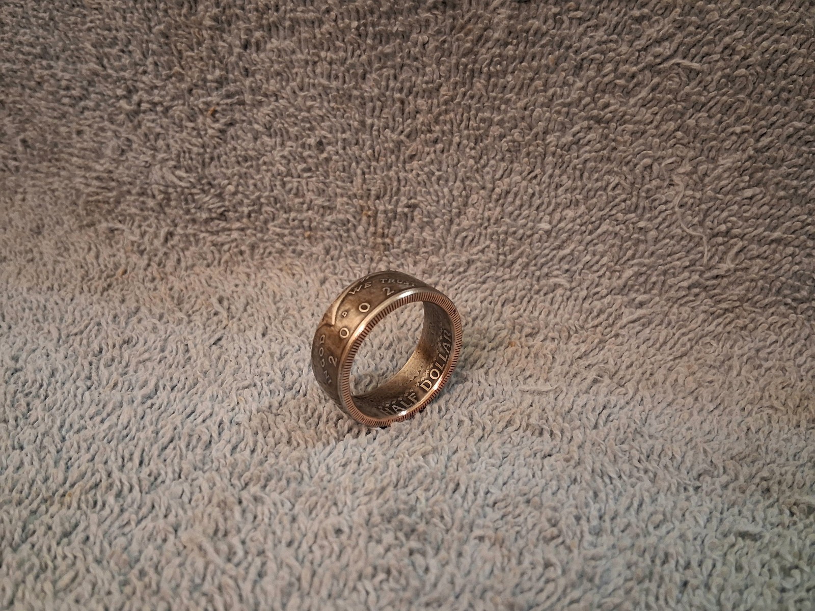 2002 Kennedy Half Dollars  size 12   coin ring  handmade mixed metals (A)